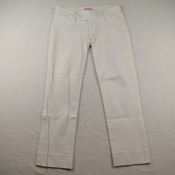 Lilly Pulitzer White Cropped Ankle Pants Size 0 Casual Low Rise - Picture 1 of 8
